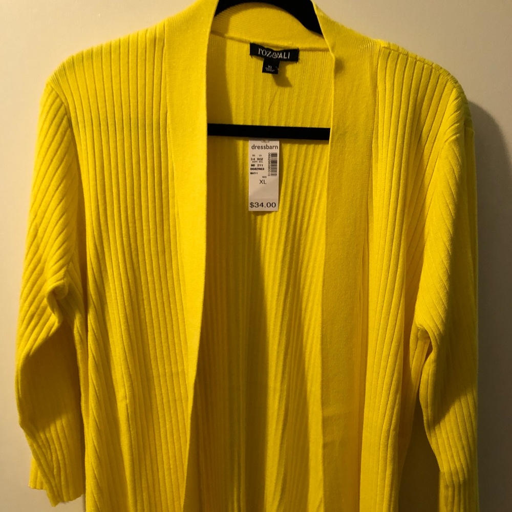 Roz & Ali Women’s Yellow Ruffled Cardigan NWT XL